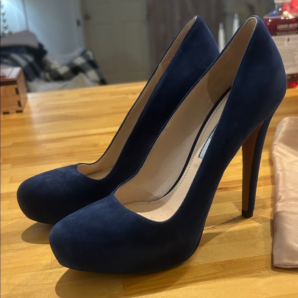 Prada Cobalt Blue Suede Calzature Donna Heel 37.5